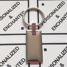 Load image into Gallery viewer, Silver KC with Pink Crystals Keychain