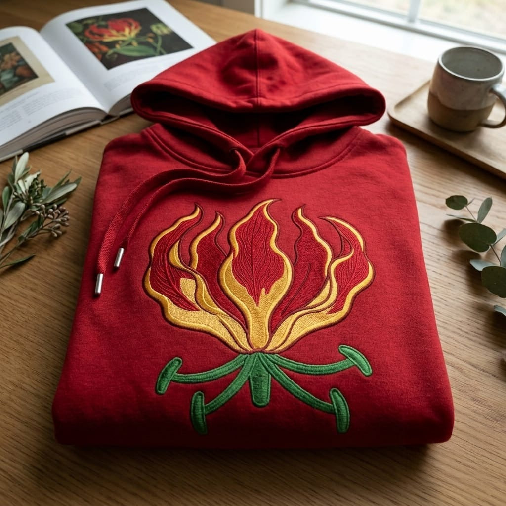 Embroidered Flame Lily Hoodie