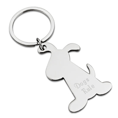 Shiny Silver Dog Keychain