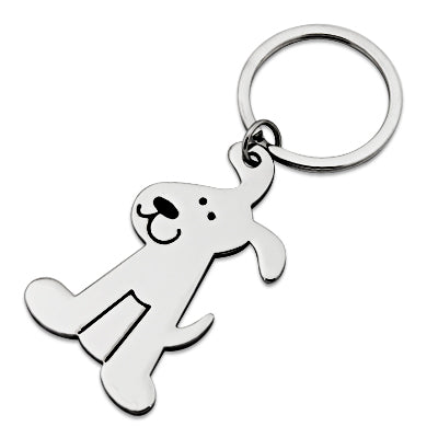 Shiny Silver Dog Keychain