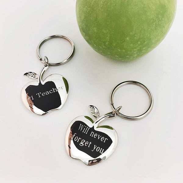 Silver Apple Keychain
