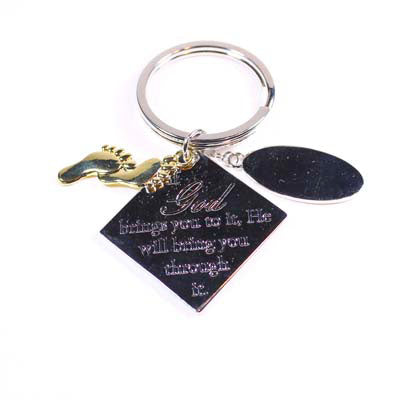 God With Footprints Keychain